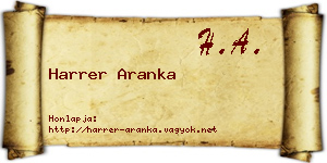 Harrer Aranka névjegykártya